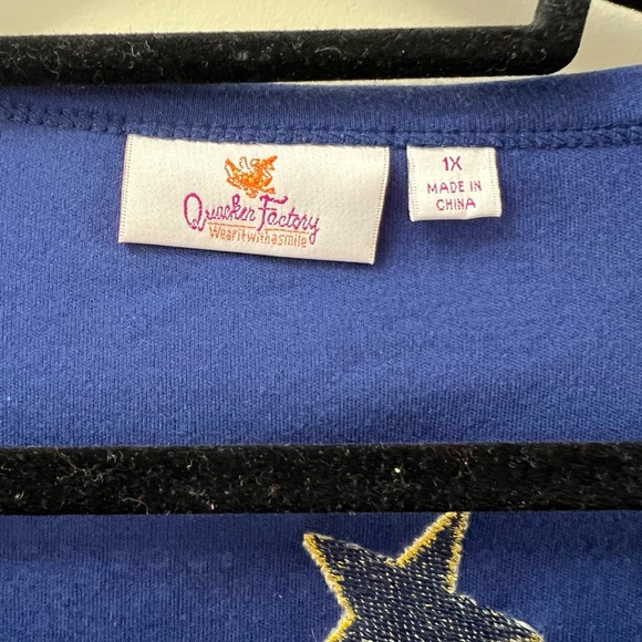 Quacker Factory 1X Wishing On A Star 3/4 sleeve top - Picture 3 of 7